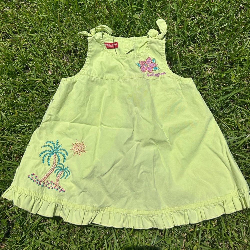 Green Toddler Dress with Embroidery